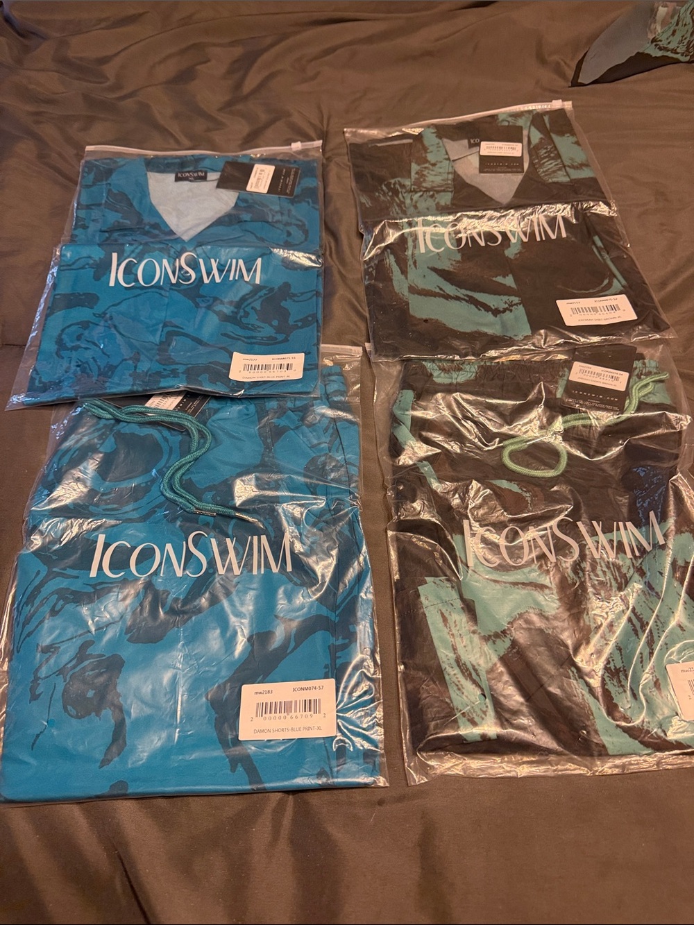 ICONSWIM Men’s Blue & Teal Swim Board Shorts — Quick-Dry